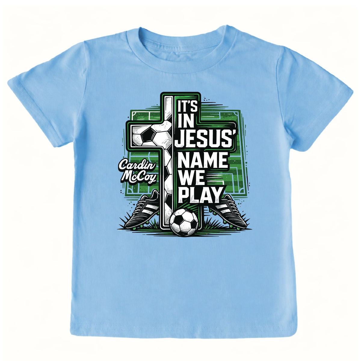 Kids' In Jesus Name Soccer Front Short-Sleeve Tee